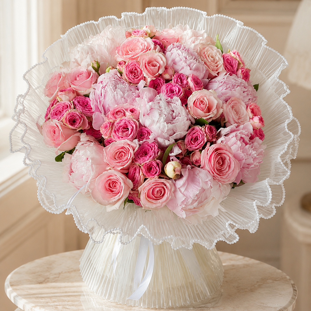 Luxury Pink Rose & Peony Bouquet
