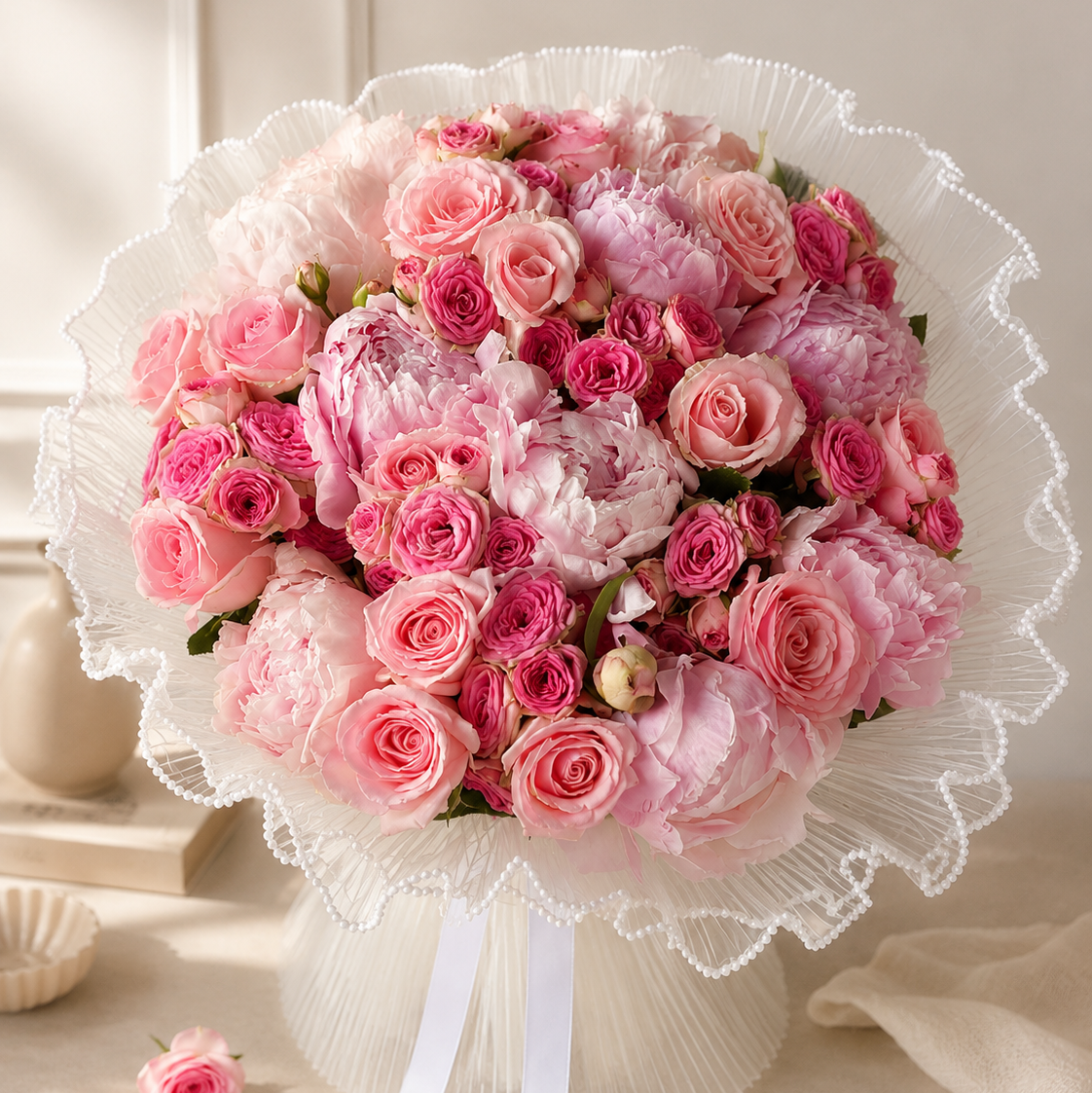 Luxury Pink Rose & Peony Bouquet