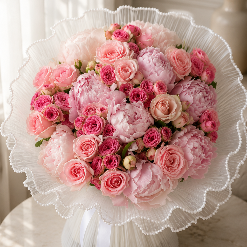 Luxury Pink Rose & Peony Bouquet
