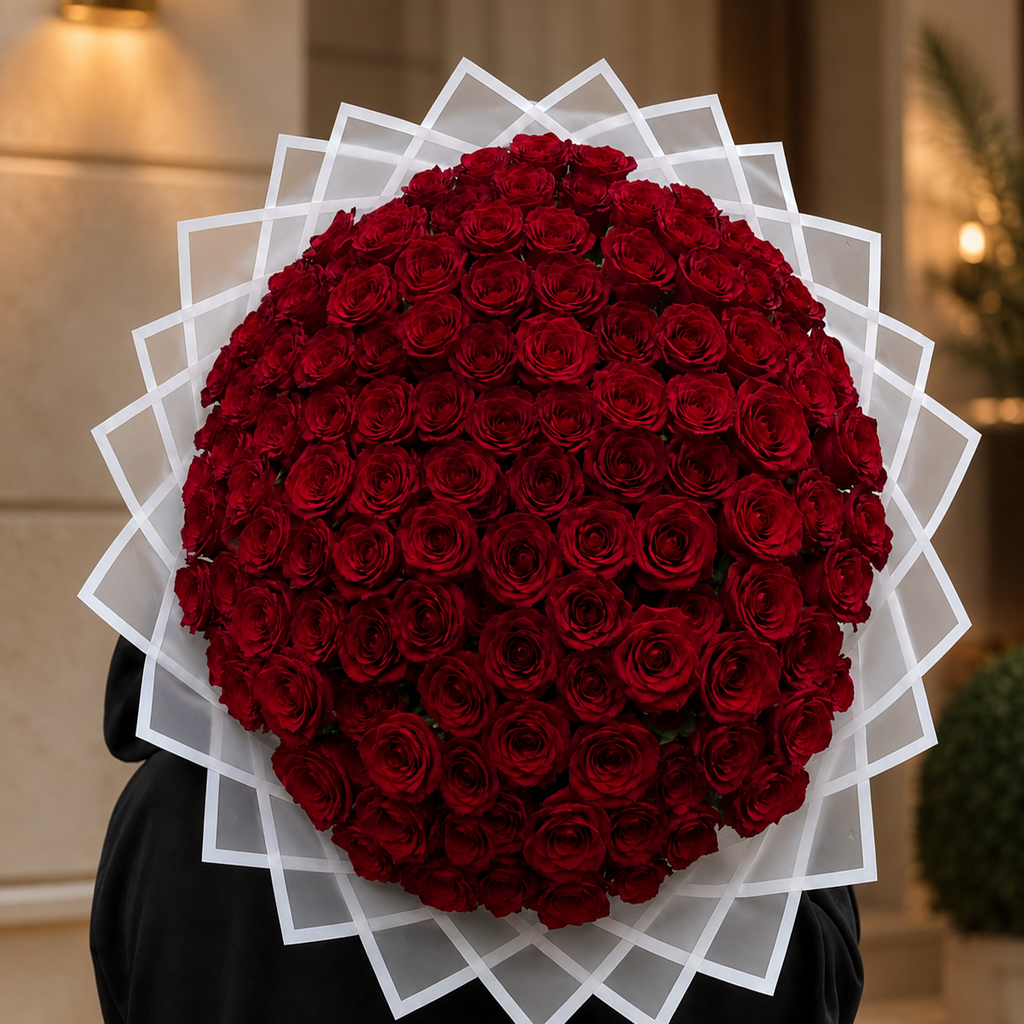 Luxury Red Rose Bouquet – 100 Roses